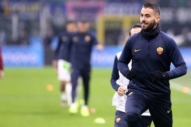 Milano, İtalya. 6 Aralık 2019. İtalyan Serisi A. Fc Internazionale, Roma 'ya karşı. Romanlardan Leonardo Spinazzola.