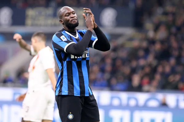 Milano Italië December 2019 Italiaanse Serie Internazionale Roma Romelu Lukaku — Stockfoto