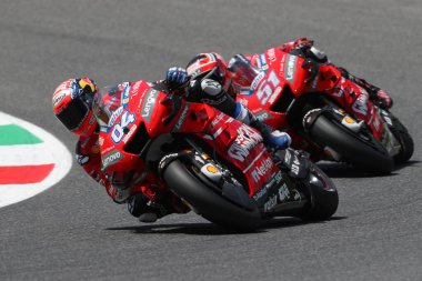 Ducati Takımı 'ndan Andrea Dovizioso İtalya' nın Moto GP Oakley Grand Prix 'si için ücretsiz antrenman sırasında yolda.. 