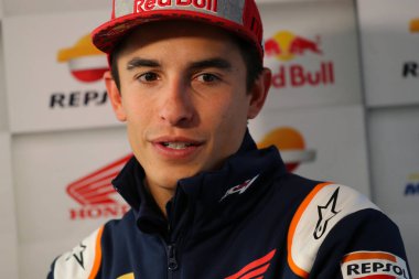 Repsol Honda Takımı 'ndan Marc Marquez Moto GP Oakley Grand Prix arifesinde düzenlediği basın toplantısında. 
