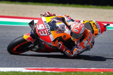 Marc Marquez of Repsol Honda Team on track during free practice for the Moto GP Oakley Grand Prix of Italy.  clipart