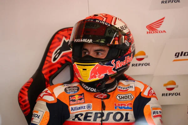 Marc Marquez Repsol Honda Team Dans Garage Lors Des Essais — Photo