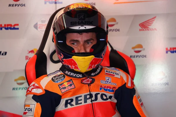 Jorge Lorenzo Repsol Honda Equipa Garagem Durante Prática Gratuita Para — Fotografia de Stock