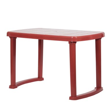 Beyaz arkaplanı olan plastik masa