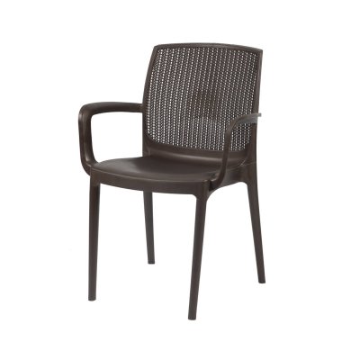 Beyaz arkaplanı olan plastik sandalye