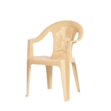 Beyaz arkaplanı olan plastik sandalye