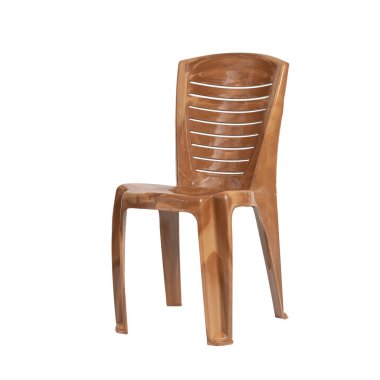 Beyaz arkaplanı olan plastik sandalye