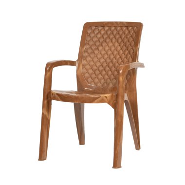 Beyaz arkaplanı olan plastik sandalye