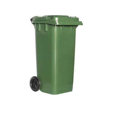 Beyaz arkaplanda plastik büyük çöp kovası