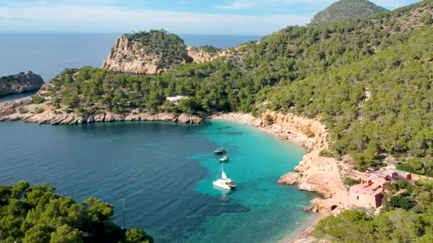 Ibiza Beach Cala Saladeta Beach Locaated Western Ibzia Island Spain — стокове відео