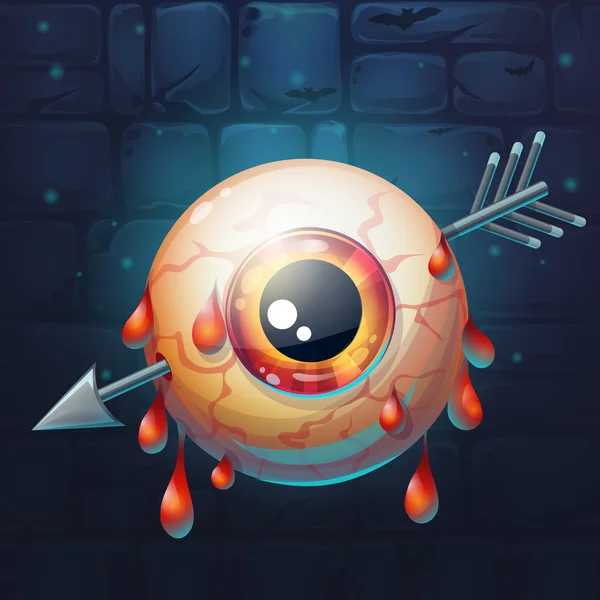 Horrible bloody arrow pierced eyeball — ストックベクタ