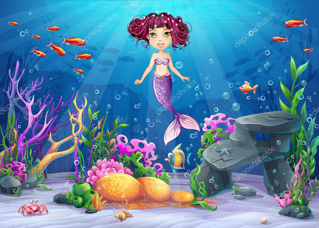 Brunette mermaids | Beautiful brunette mermaid — Stock Vector