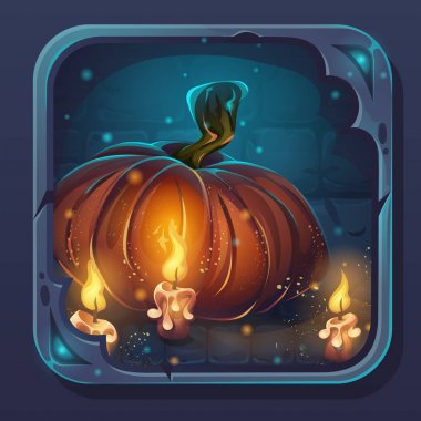 Monster battle GUI icon -  pumpkin and candles clipart