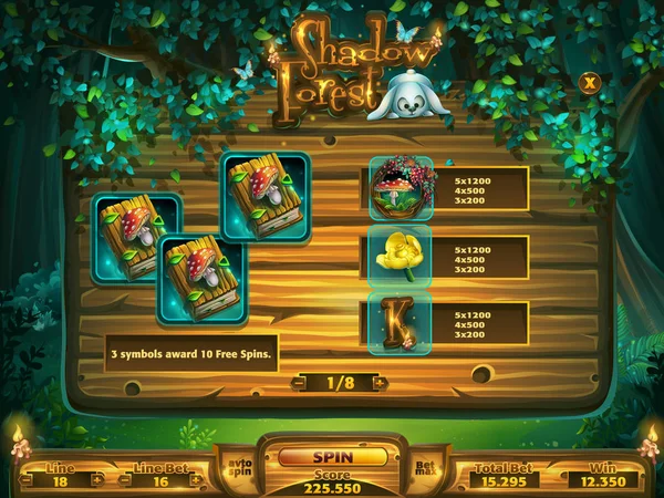 Juego de tragamonedas de campo para Shadowy forest GUI — Archivo Imágenes Vectoriales