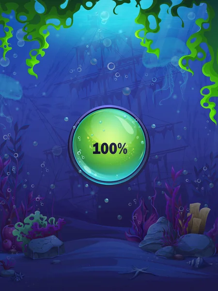 魚の世界マッチ3充電画面 — ストックベクタ
