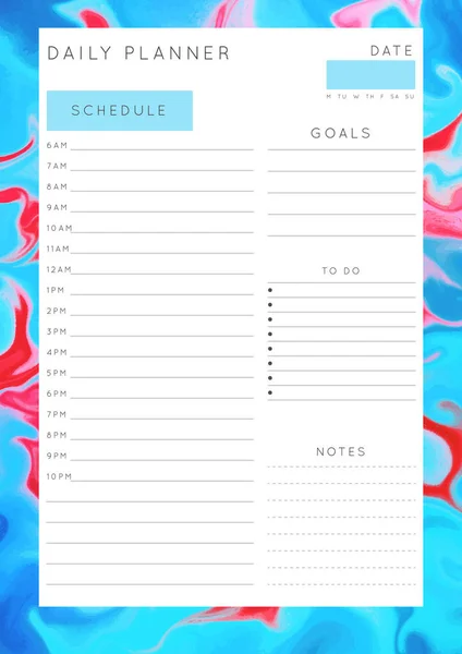 Векторный Мраморный Planner Daily Weekly Monthly Planner Template Blank Печатаемая — стоковый вектор