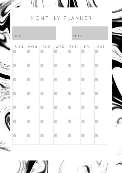 Vector Marmeren Planner Dagelijkse Wekelijkse Maandelijkse Planner Template Blanco Printbare — Stockvector