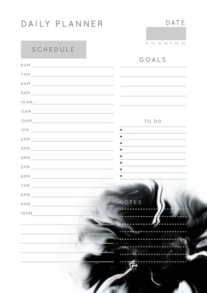 Vector Marble Planner Daily Planner Template Blank Printable Vertical Notebook — 스톡 벡터