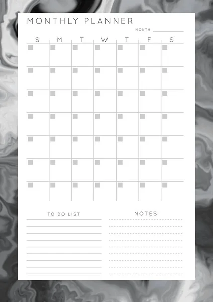 Vector Marble Planner Daily Weekly Monthly Planner Template Blank Printable — Stock Vector
