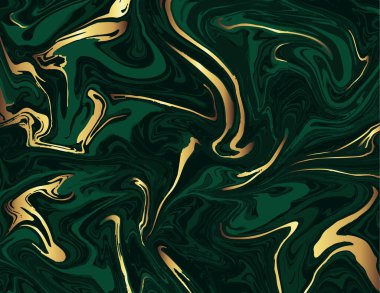Altın Siyah Yeşil Mermer soyut desen. Modern ve orijinal sıvı doku. Sanat arka plan şablonu. Tasarım kapakları, sunum, davetiye, broşür, poster, kartvizit ve sosyal medya için iyi.