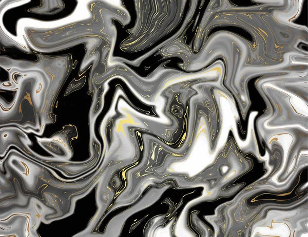Blanc Doré Noir Gris Marbre Motif Abstrait Texture Liquide Moderne — Image vectorielle