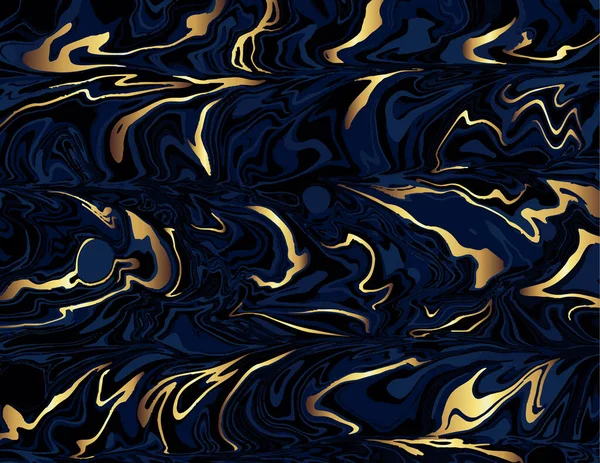 黄金の黒 青大理石の抽象的なパターン 現代的でオリジナルの液体の質感 アート背景テンプレート デザインカバー プレゼンテーション 招待状 チラシ ポスター ソーシャルメディアに適しています — ストックベクタ