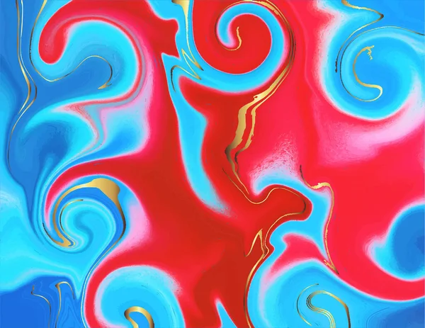 Золотой Синий Красный Мрамор Абстрактный Рисунок Современные Оригинальные Жидкие Текстуры — стоковый вектор