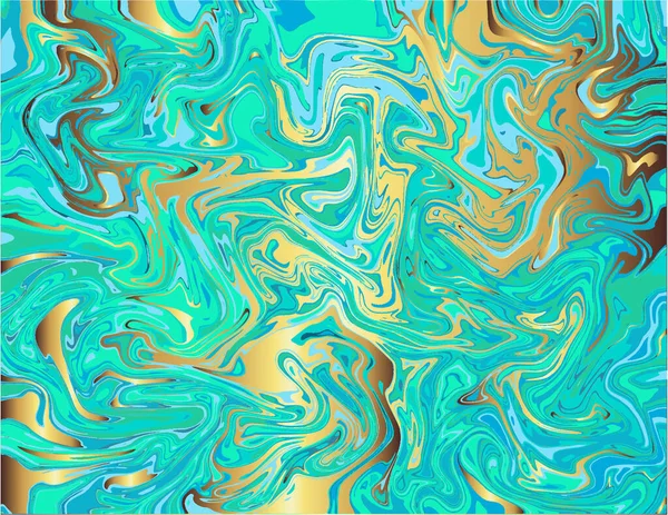 Golden Green Marble Abstract Pattern Modern Original Liquid Texture Art — Stock Vector
