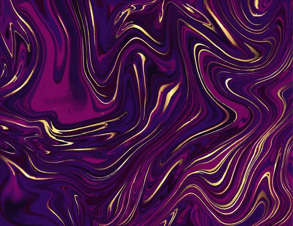 Modèle Abstrait Marbre Noir Doré Violet Texture Liquide Moderne Originale — Image vectorielle