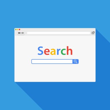 Tarayıcı penceresi vektör çizim. Basit bir web tarayıcı uzun gölge ile düz tarzında.