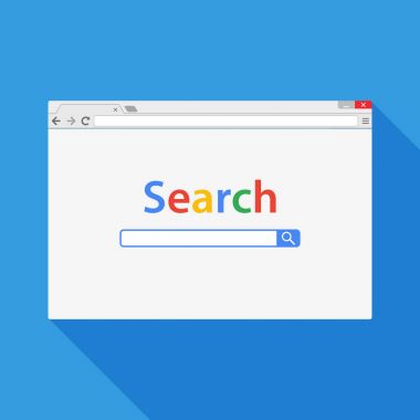 Basit bir web tarayıcı penceresi vektör çizim. Uzun gölge ile düz stil tarayıcıda.