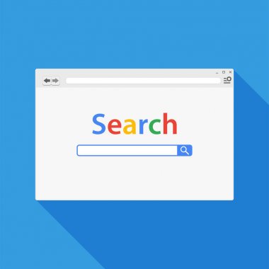 Basit bir web tarayıcı penceresi vektör çizim. Uzun gölge ile düz stil tarayıcıda.