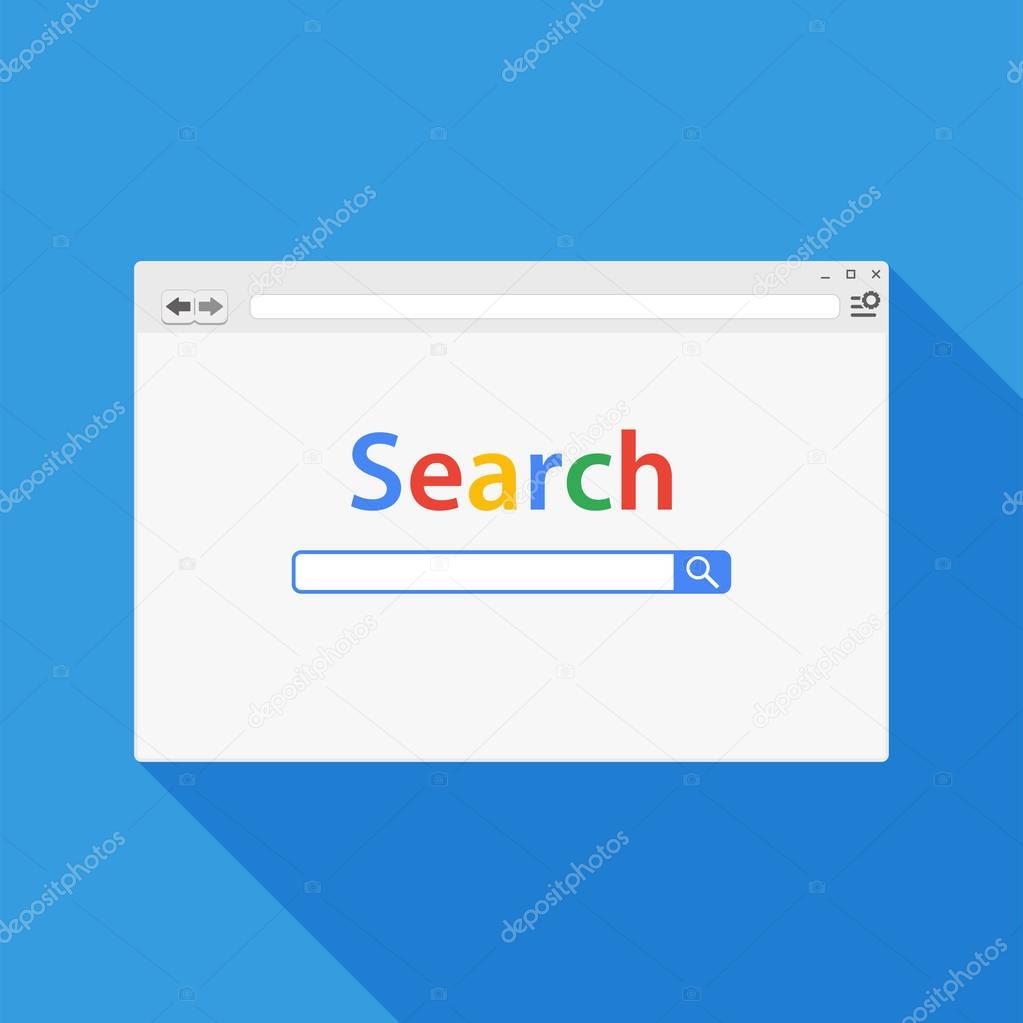 Simple web browser window vector illustration. Browser in flat style with long shadow.