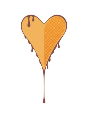 Vektör yiyecek çizim kalp gofret bisküvi. Boş düğme form kümesi