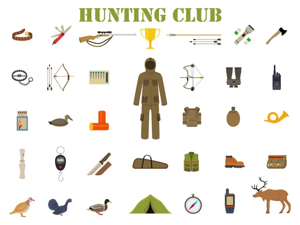 Club de chasse - kit d'équipement — Image vectorielle