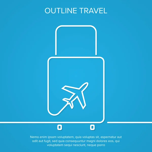Avión de iconos y maleta. El concepto de viajes y vacaciones . — Vector de stock