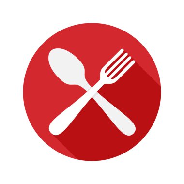 Çatal ve kaşık simge uzun gölge ile