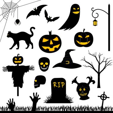 Vector silhouettes Cadılar Bayramı partisi için set