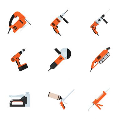 Electrotools onarım için bina kümesi. Vektör çizim.