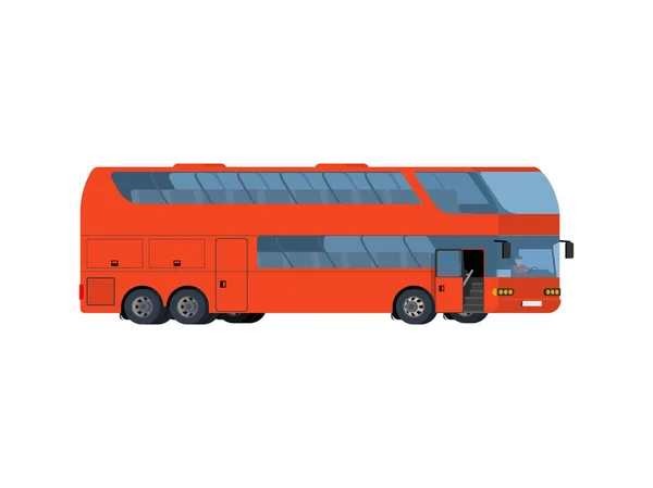 Red double-decker coach big tour bus — Stock Vector