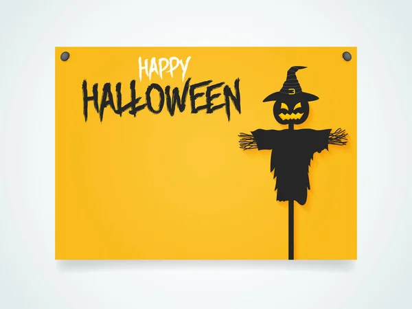 Feliz cartel de Halloween. Espantapájaros de Halloween bajo la luz de la luna . — Vector de stock