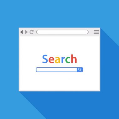 Web tarayıcı penceresi vektör çizim. Vektör düz stil uzun gölge ile.