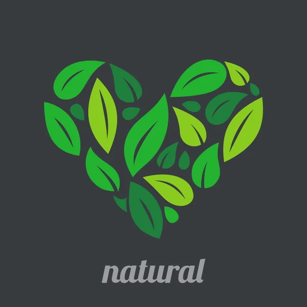 Ağaç Logo kalp şekli tasarım vektör şablonu. — Stok Vektör