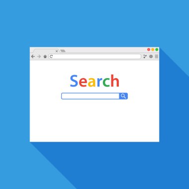 Web tarayıcı penceresi vektör çizim. Vektör düz stil uzun gölge ile.
