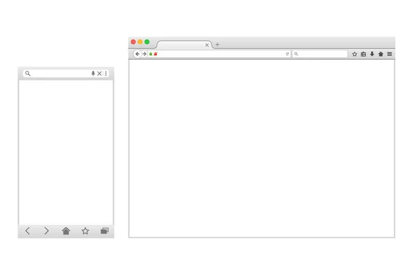 Zestaw z płaskim puste okna przeglądarki dla różnych urządzeń. — Wektor stockowy