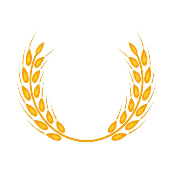 La corona de laurel dorado - el símbolo del vencedor. Icono de espigas de trigo . — Vector de stock