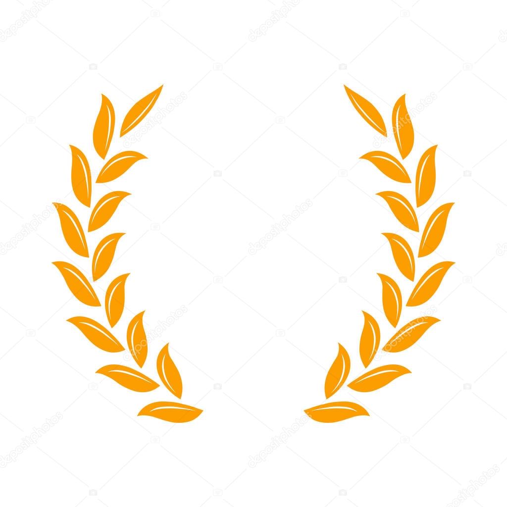 Gold laurel wreath - a symbol of the winner. Wheat ears icon.