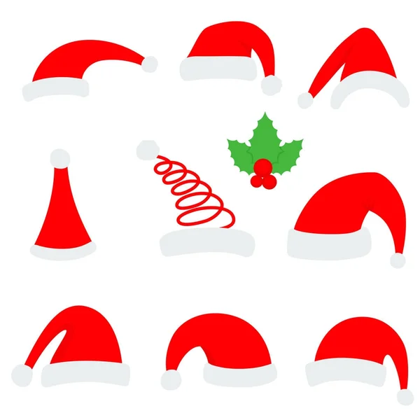 Weihnachtsmann Weihnachtsmütze Vektor Illustration. roter Weihnachtsmann Zylinder isoliert auf weißem Hintergrund — Stockvektor