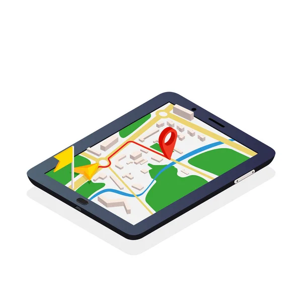 3D-s izometrikus mobil Gps navigációs koncepció — Stock Vector