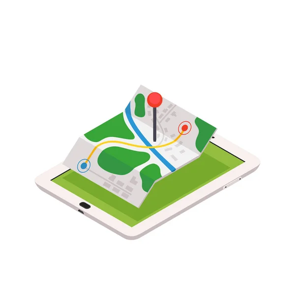 Concept de navigation GPS mobile isométrique 3d — Image vectorielle